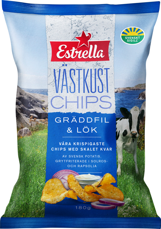 Estrella Västkustchips Gräddfil & Lök 180g