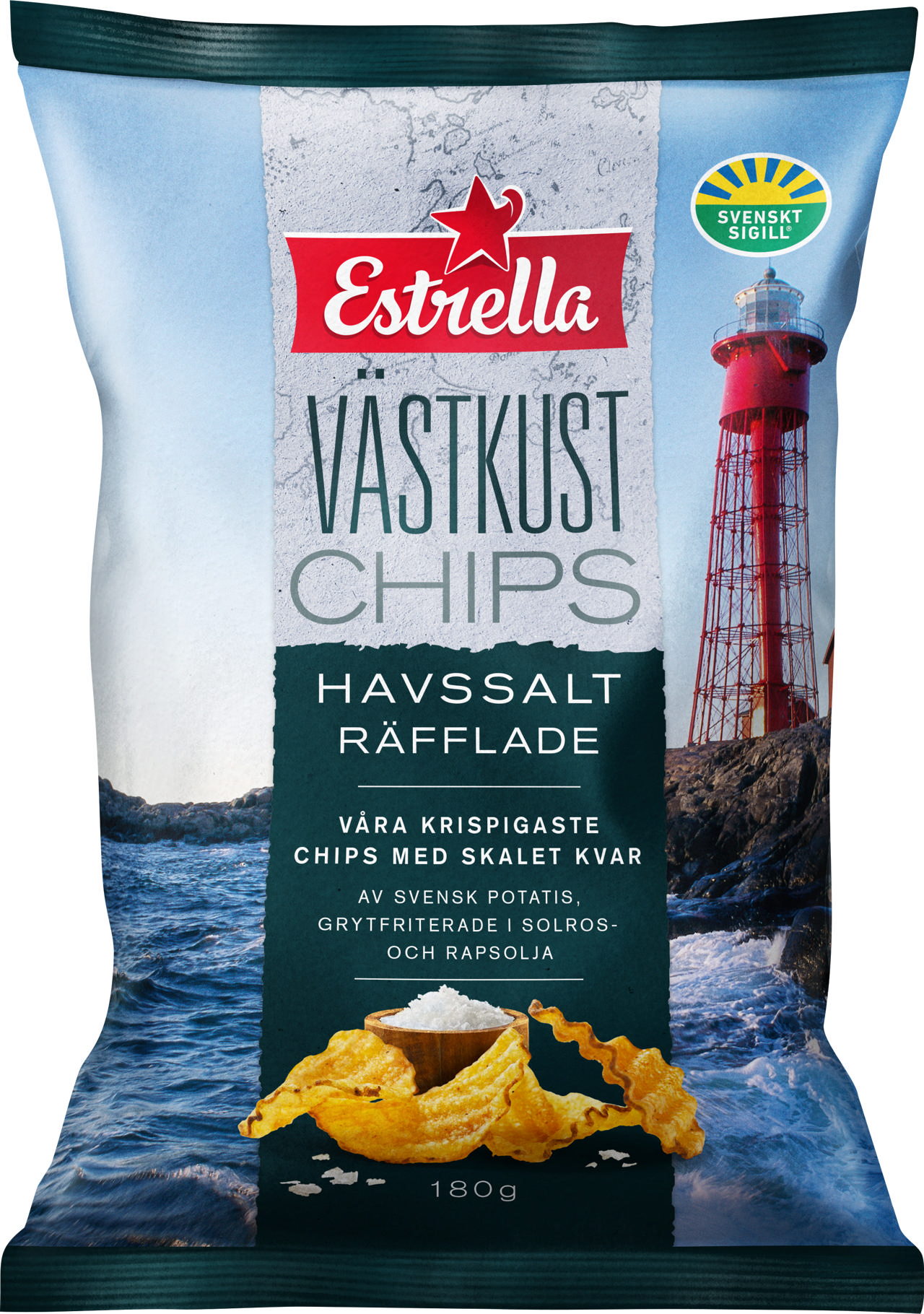 Estrella Västkustchips Havssalt Räfflade 180g