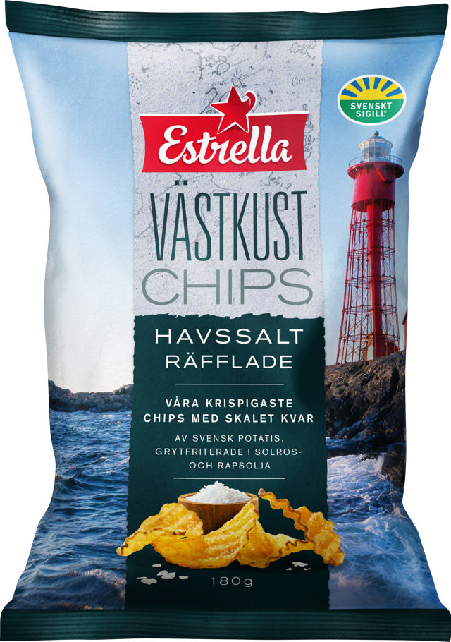 Estrella Västkustchips Havssalt Räfflade 180g