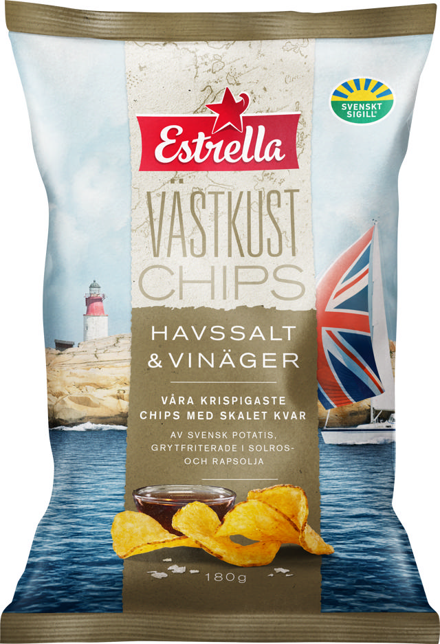 Estrella Västkustchips Salt & Vinäger 180g