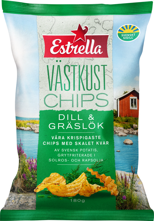 Estrella Västkustchips Dill & Gräslök 180g 
