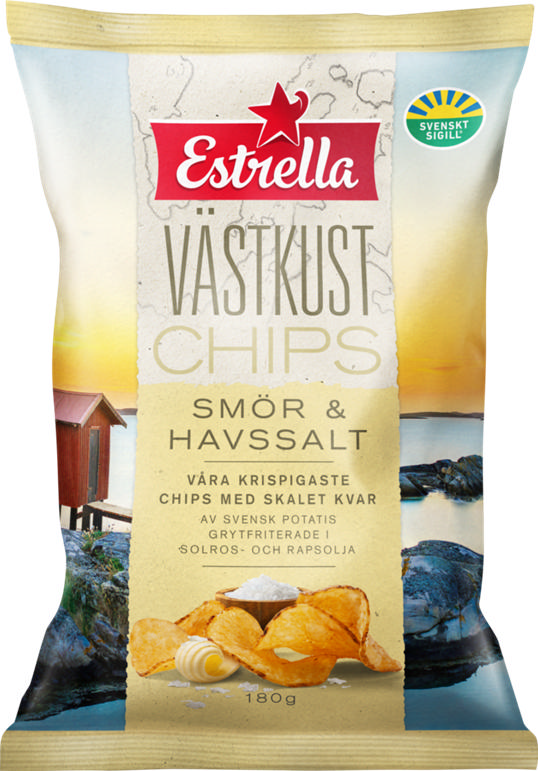 Estrella Västkustchips Smör & Havssalt 180g