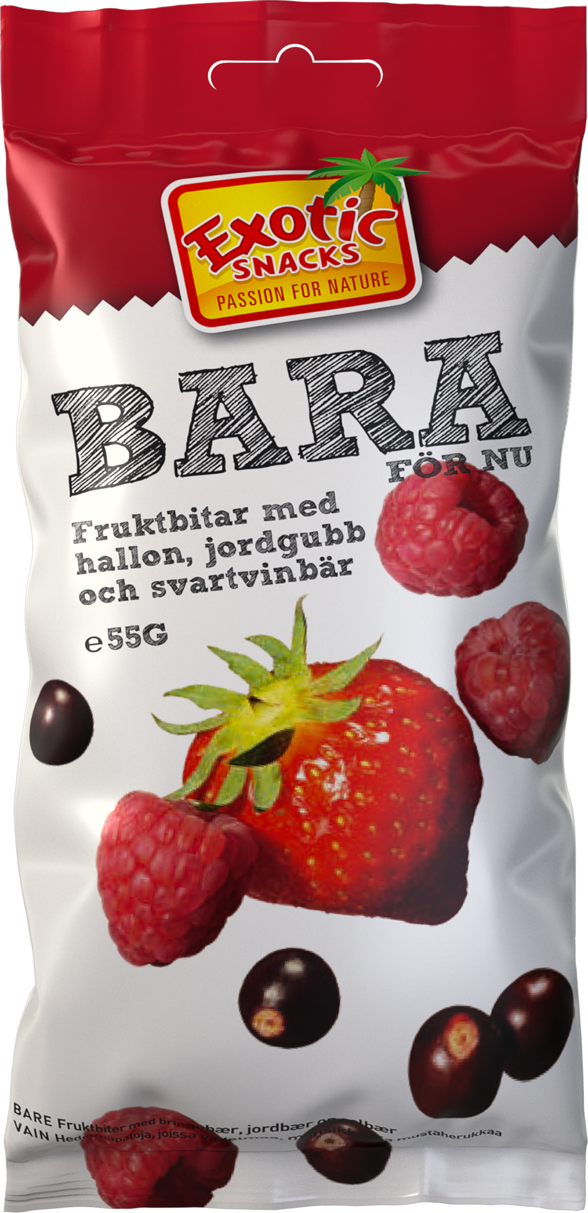 Exotic Snacks Bara Jordgubb, Hallon & Svarta vinbär 55g