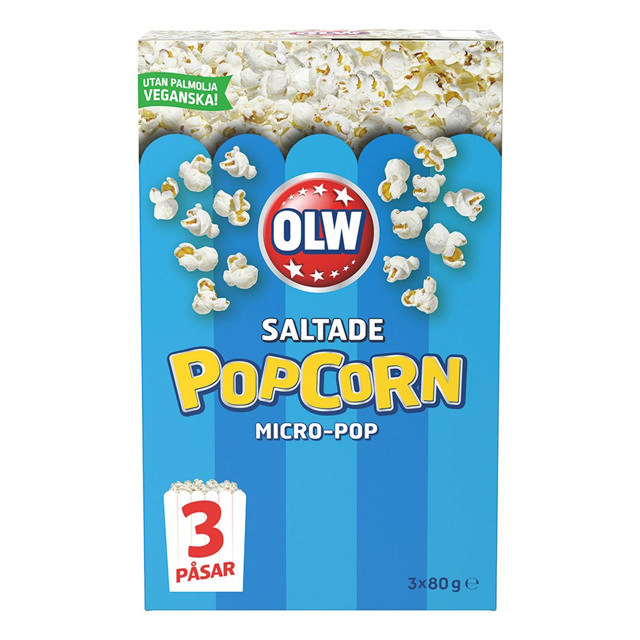 OLW Micropopcorn 3-pack Salt 240g