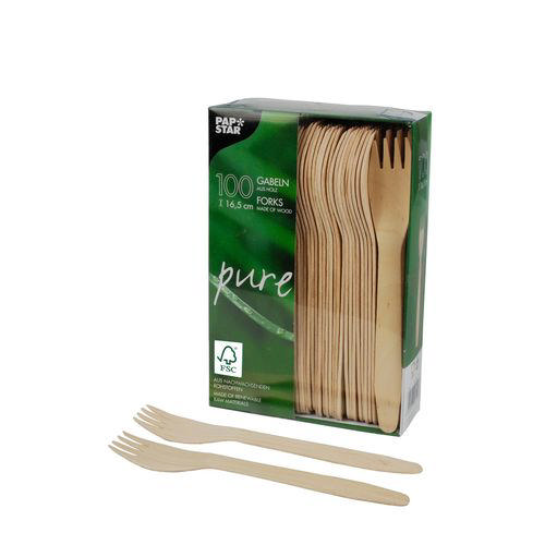 Papstar Gaffel Trä 100-pack