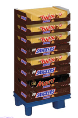 Mars/Snickers/Twix 10p Display 1/4 pall