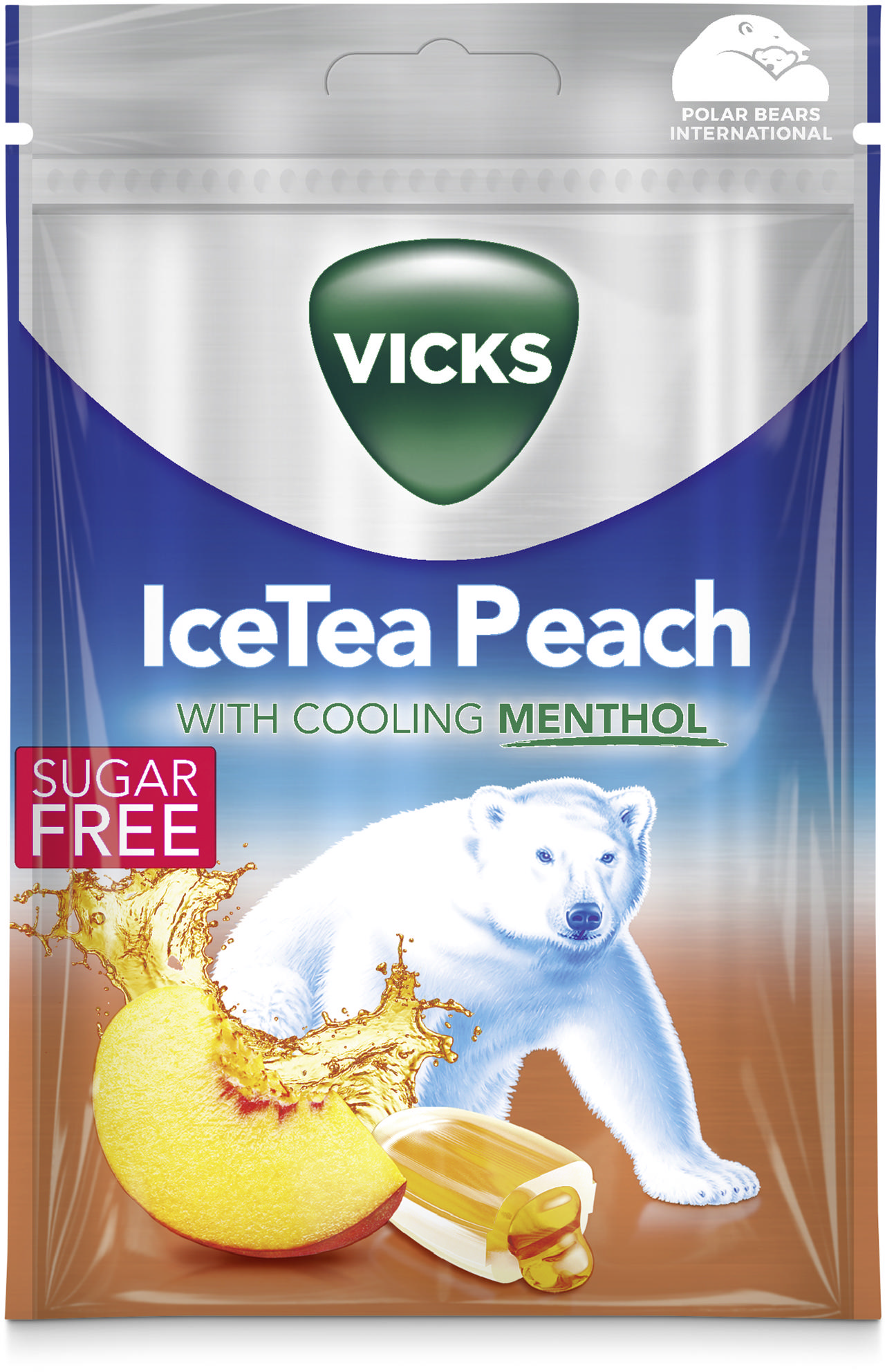 Vicks Ice Tea Peach Sockerfri 72g